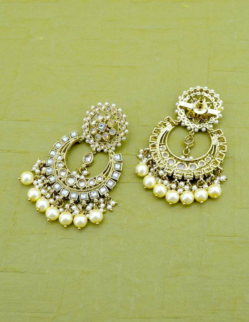 modern leaf design uncut kundan gold plated collar jewellery set for women