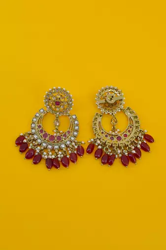 stylish leaf design uncut kundan gold plated collar jewellery set for women