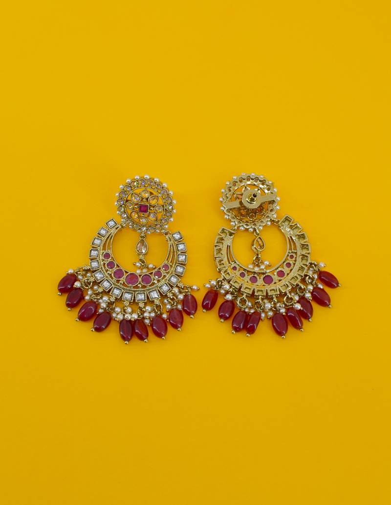 stylish leaf design uncut kundan gold plated collar jewellery set for women