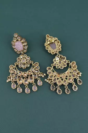 modern round and oval shape uncut kundan gold plated choker jewellery set for women