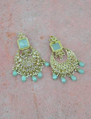 flower and chandelier shape pearl lariat uncut kundan gold plated choker jewellery set for women 3