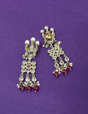trendy flower design uncut kundan gold plated choker jewellery set for women 3