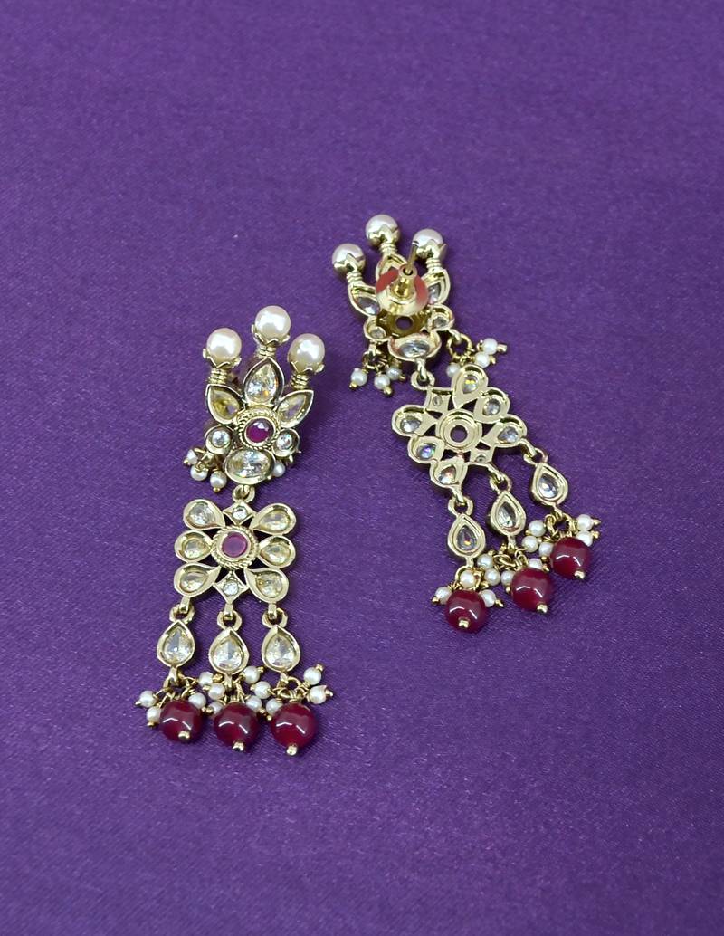 trendy flower design uncut kundan gold plated choker jewellery set for women