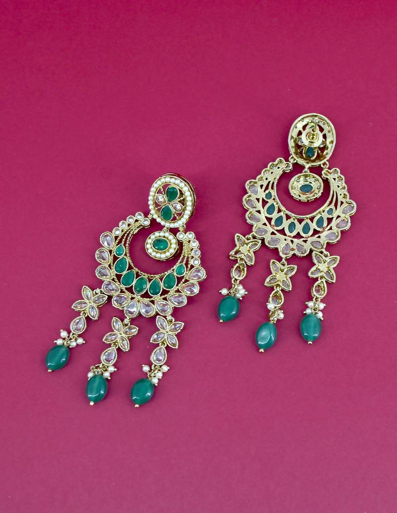 wavy round and flower design uncut kundan gold plated choker jewellery set for women