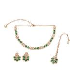 eye-catchy oval and round flower shape kundan antique gold plated choker jewellery set for women