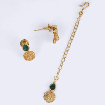 flowing round and oval shape kundan brass gold plated choker jewellery set for women 4