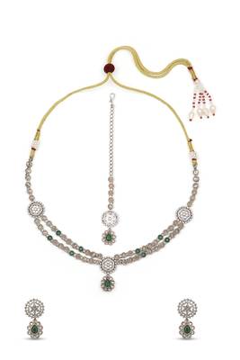 brilliant round and oval shape kundan antique gold plated choker jewellery set for women 3