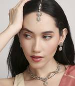 creative round and oval shape kundan antique gold plated choker jewellery set for women