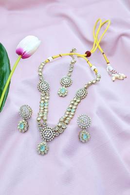 creative round and oval shape kundan antique gold plated choker jewellery set for women 2