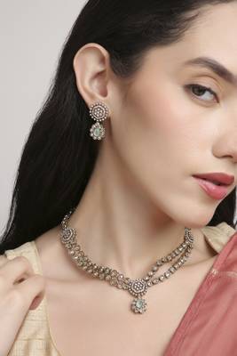 creative round and oval shape kundan antique gold plated choker jewellery set for women 5