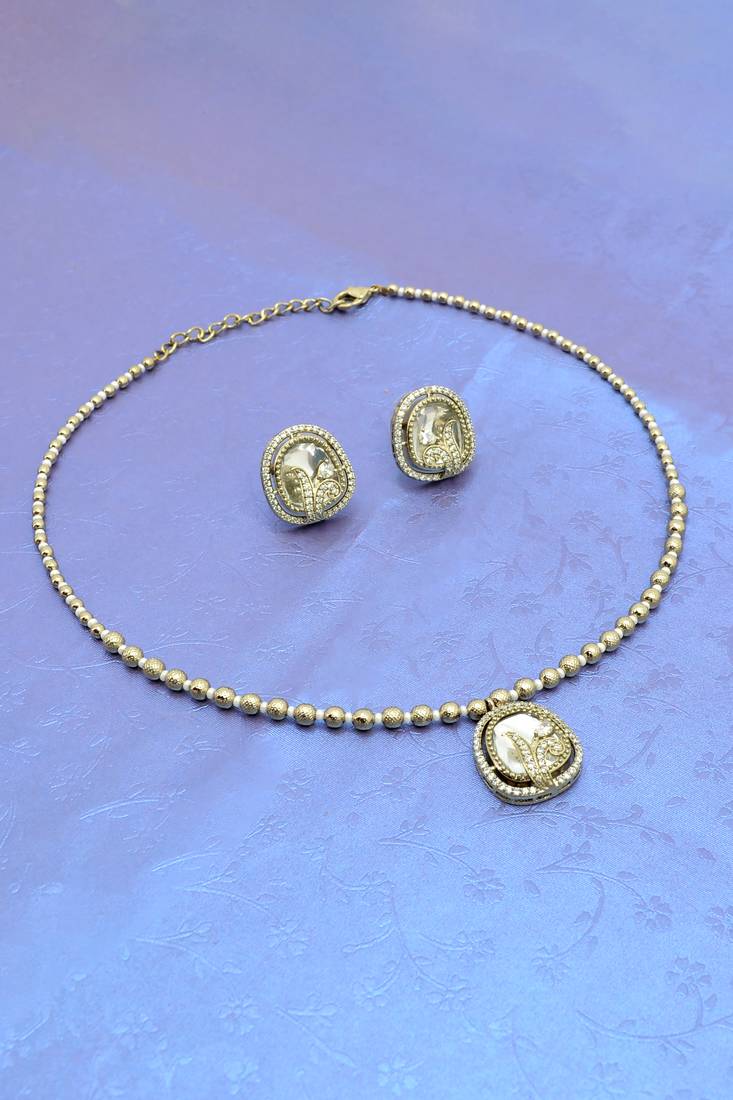 creative round golden balls brass antique gold plated choker necklace set for women