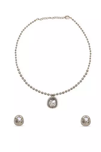 creative round golden balls brass antique gold plated choker necklace set for women
