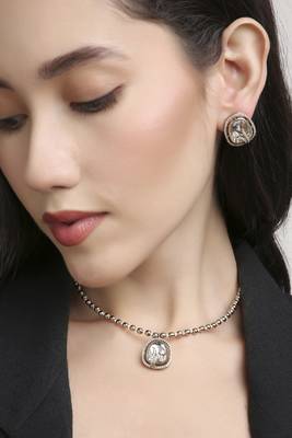 creative round golden balls brass antique gold plated choker necklace set for women 5