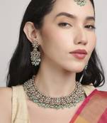 glamorous flower design kundan antique gold plated choker jewellery set for women