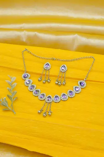 glimmery oval shape kundan antique gold plated choker necklace set for women