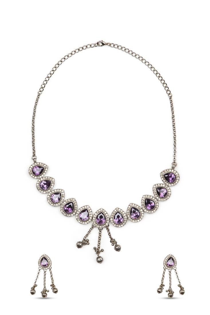 glimmery oval shape kundan antique gold plated choker necklace set for women