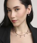 flowing oval shape brass kundan antique gold plated choker necklace set for women
