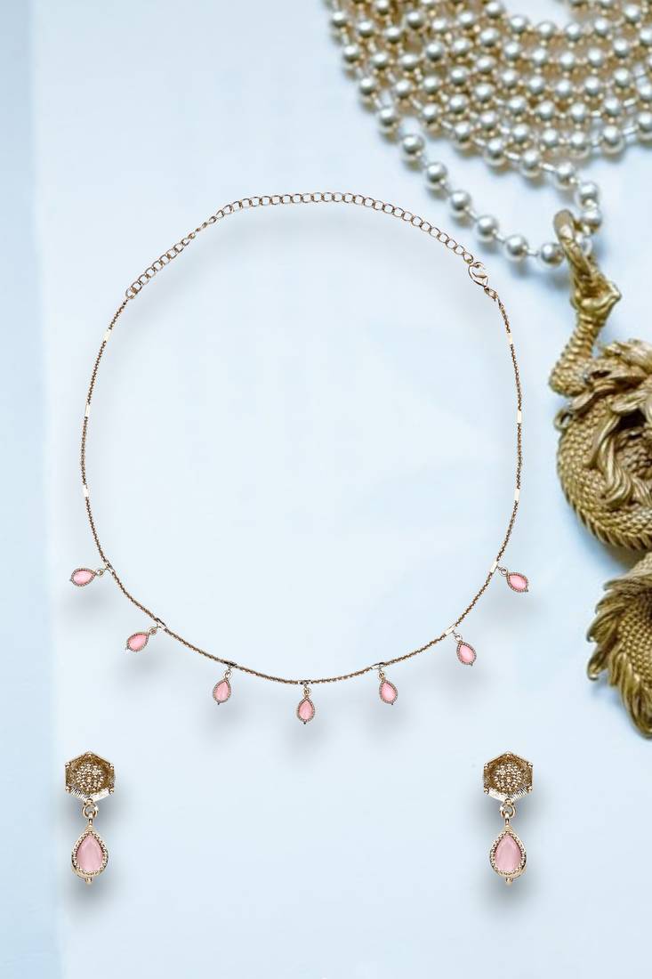 flowing oval shape brass kundan antique gold plated choker necklace set for women