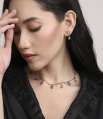 fine oval shape brass kundan antique gold plated choker necklace set for women