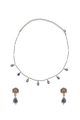 fine oval shape brass kundan antique gold plated choker necklace set for women 4