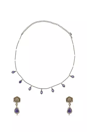 fine oval shape brass kundan antique gold plated choker necklace set for women