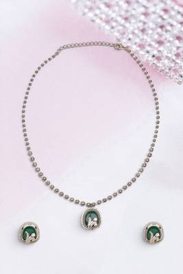 exotic flower design brass antique gold plated choker necklace set for women 2