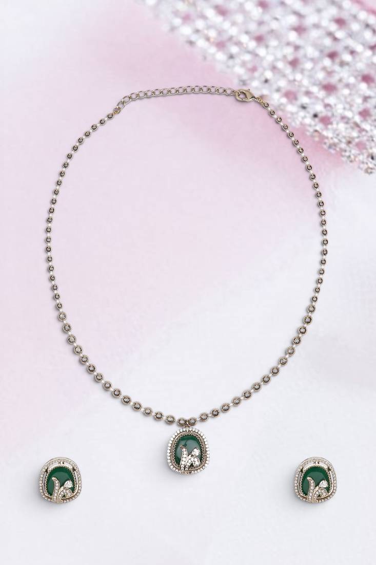 exotic flower design brass antique gold plated choker necklace set for women