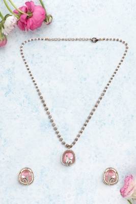 flowing flower design brass antique gold plated choker necklace set for women 2