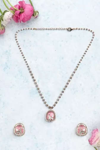 flowing flower design brass antique gold plated choker necklace set for women