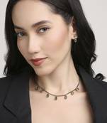 fine circle shape brass kundan antique gold plated choker necklace set for women