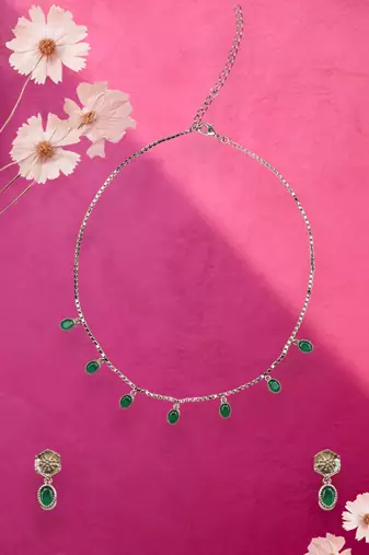 fine circle shape brass kundan antique gold plated choker necklace set for women