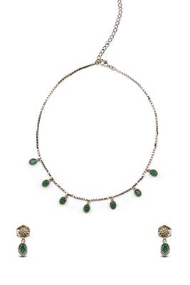 fine circle shape brass kundan antique gold plated choker necklace set for women 4