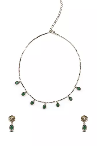 fine circle shape brass kundan antique gold plated choker necklace set for women