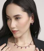 finely circle shape brass kundan antique gold plated choker necklace set for women