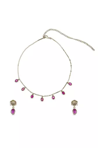 finely circle shape brass kundan antique gold plated choker necklace set for women