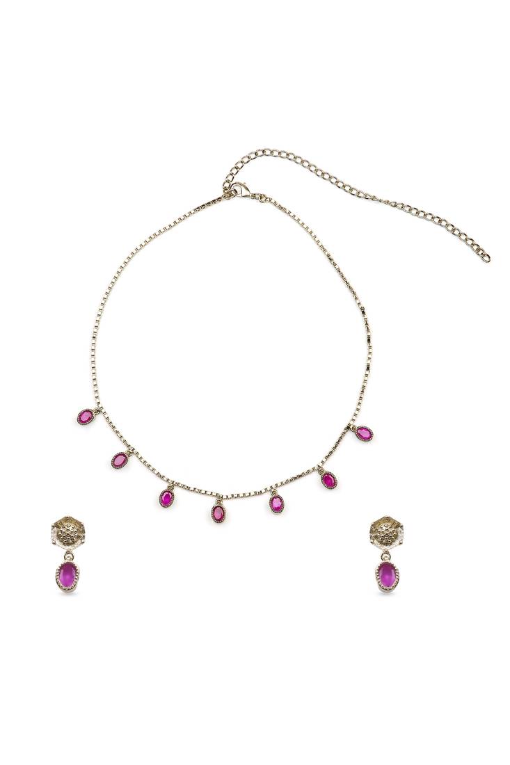 finely circle shape brass kundan antique gold plated choker necklace set for women