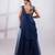 Navy Blue Organza Lehenga Set