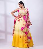 Yellow Ombre Chinon Lehenga Set