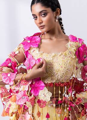 Yellow Ombre Chinon Lehenga Set 3