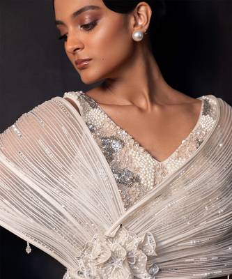 Ivory Embroidered Modal Satin Lehenga Set 4