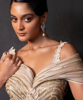 Champagne Gold Ombre Organza Satin Lehenga Set 4