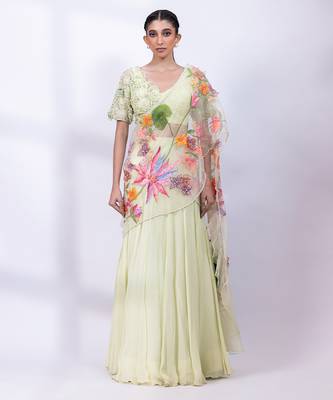 Mint Green Chinon Organza Lehenga Set 1
