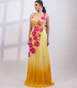 Yellow Ombre Chinon Organza Lehenga Set