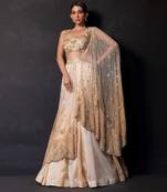 Champagne Gold Embroidered Satin Organza Lehenga Set