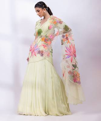 Mint Green Chinon Organza Lehenga Set 2
