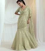 Pista Green Tissue Organza Lehenga Set