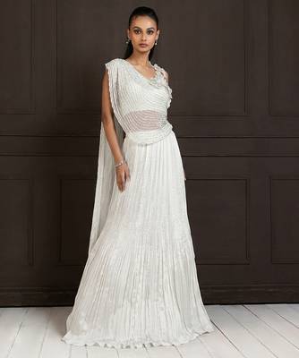 Ivory Chiffon Silk Lehenga Set 1