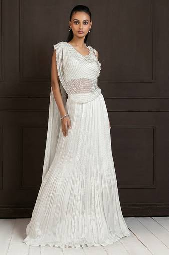 Ivory Chiffon Silk Lehenga Set