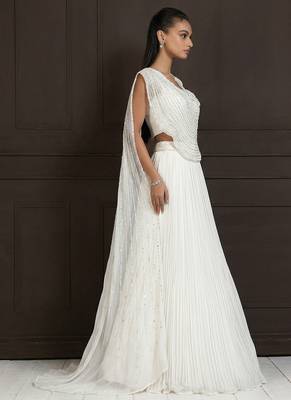 Ivory Chiffon Silk Lehenga Set 2
