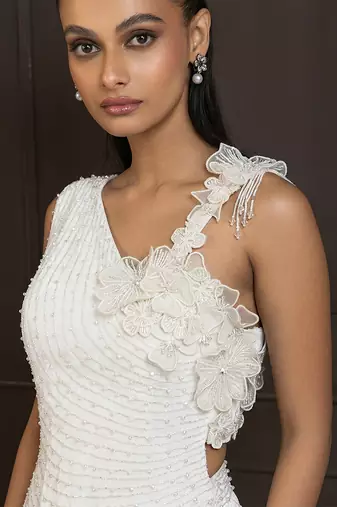 Ivory Chiffon Silk Lehenga Set